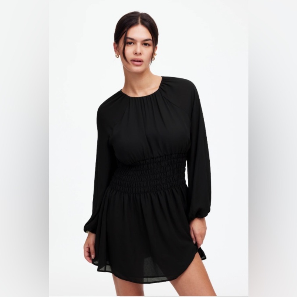 Madewell Bubble Sleeve Smocked Mini Dress - Picture 3 of 12